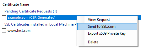 SSLM CSR Context Send to SSL.com