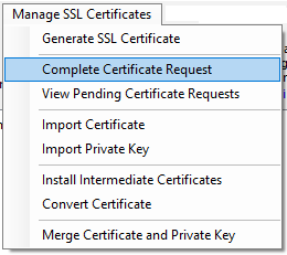 Complete Certificate Request Menu