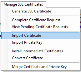 Import Certificate Menu