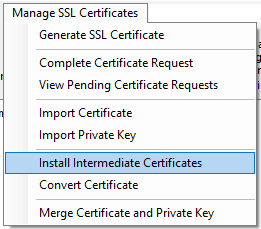 Install Intermediate Certificates Menu