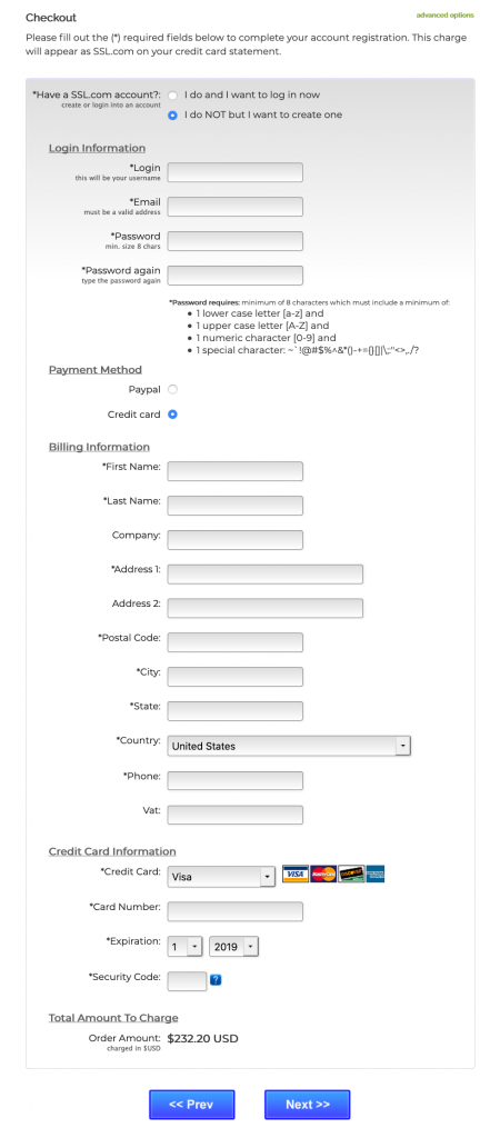 Create account