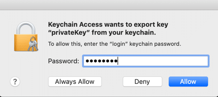 Enter keychain password