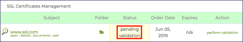 pending validation