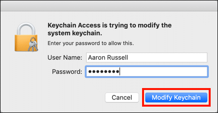 Modify keychain