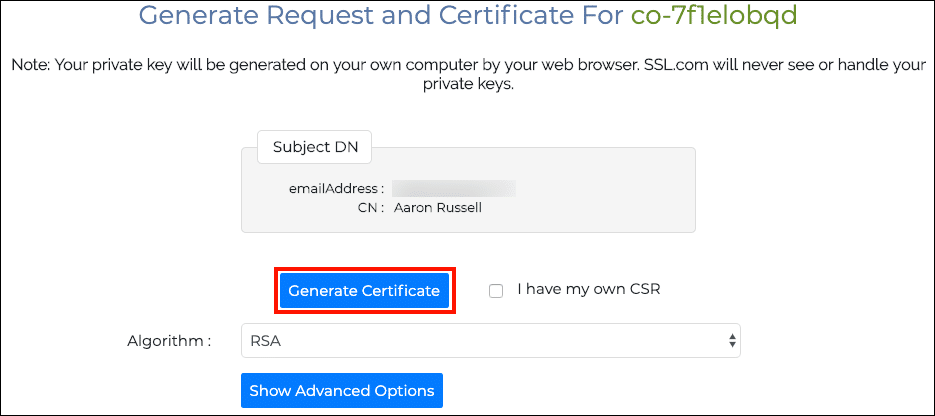 Generate Certificate