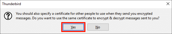 Specify encryption certificate