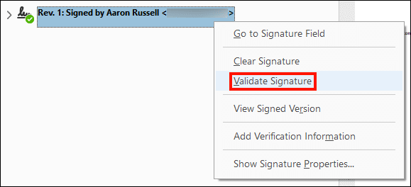 Validate signature