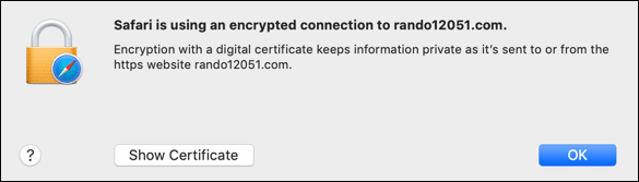 DV certificate info in Safari