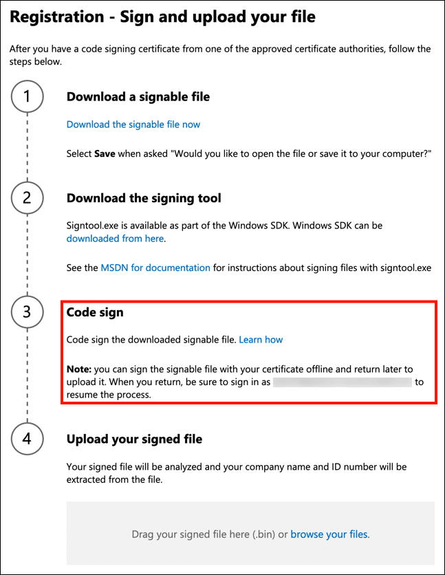 Code sign the file