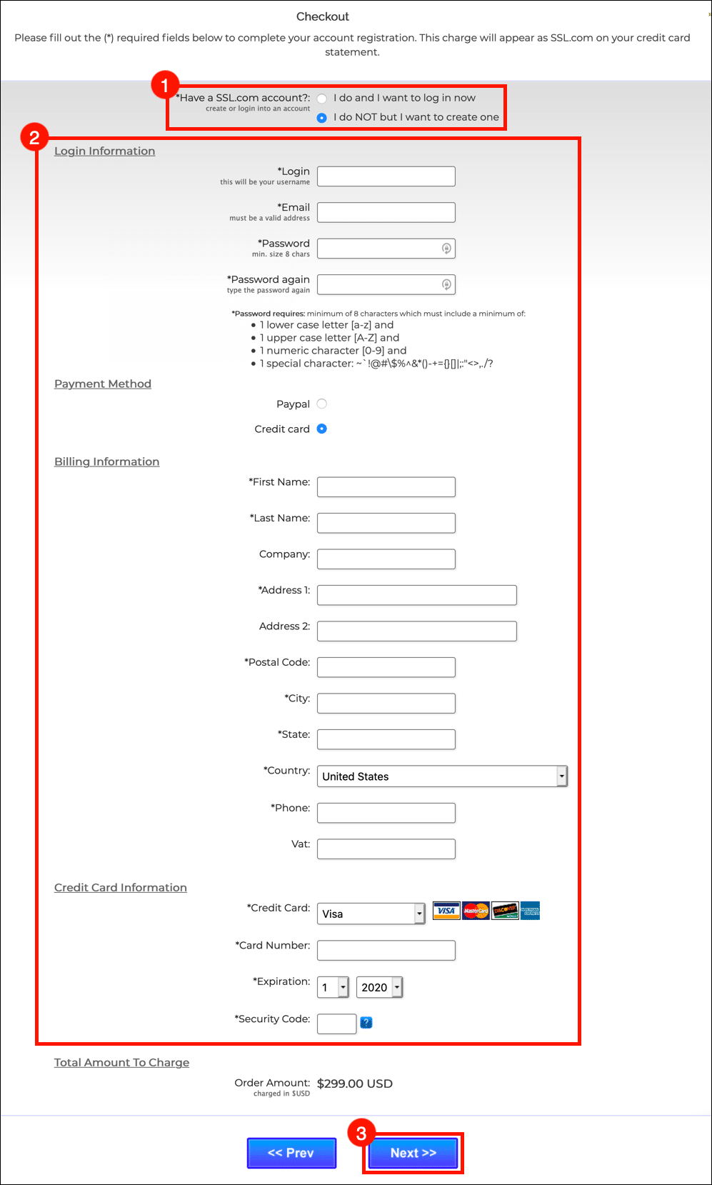 Create SSL.com account