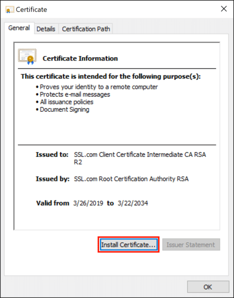 Install Certificate