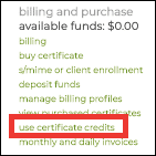 Billing and Purchase (use certificate credits highlight)