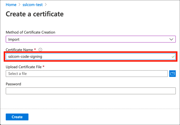 Enter certificate name