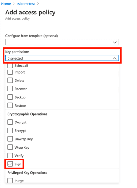 Enable Sign under Key Permissions