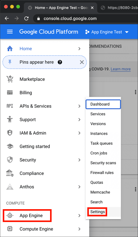 App Engine Settings