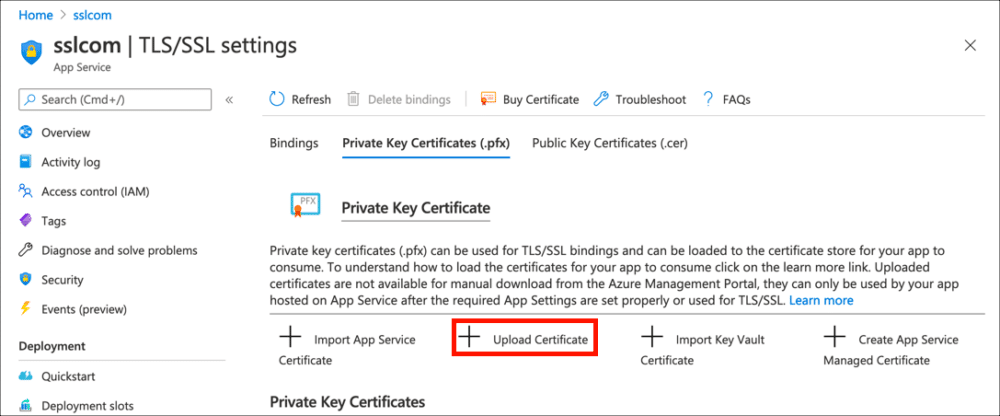 Upload Certificate