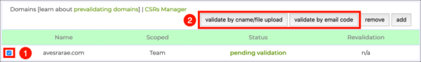 Choose domain validation method