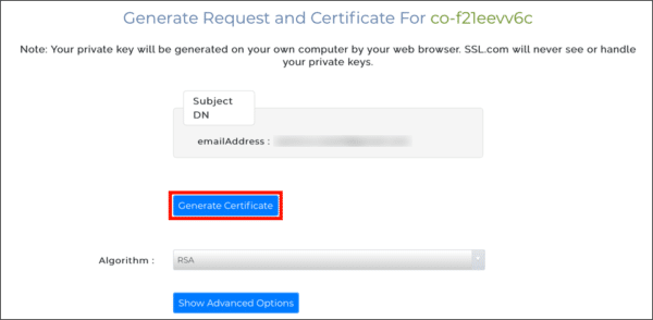 Generate Certificate