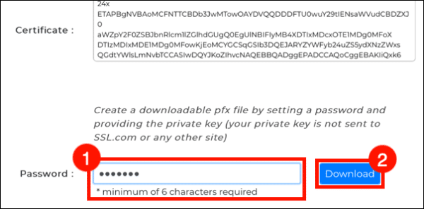 Create password and download