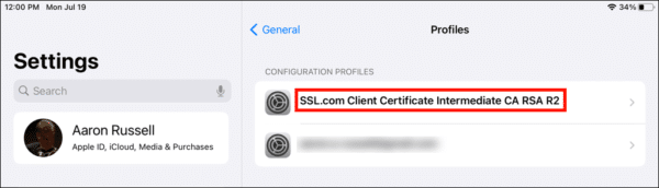 Intermediate certificate installed